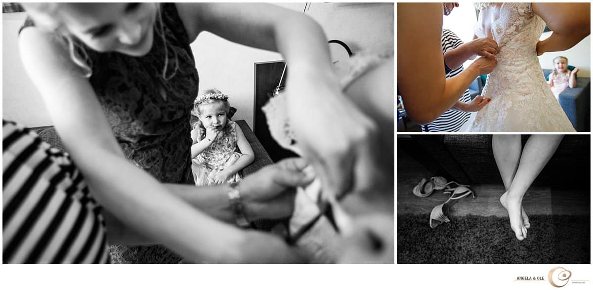 standesamtliche Trauung Godesburg - Hochzeitsfotograf Bonn - Brautkleid und Brautschuhe